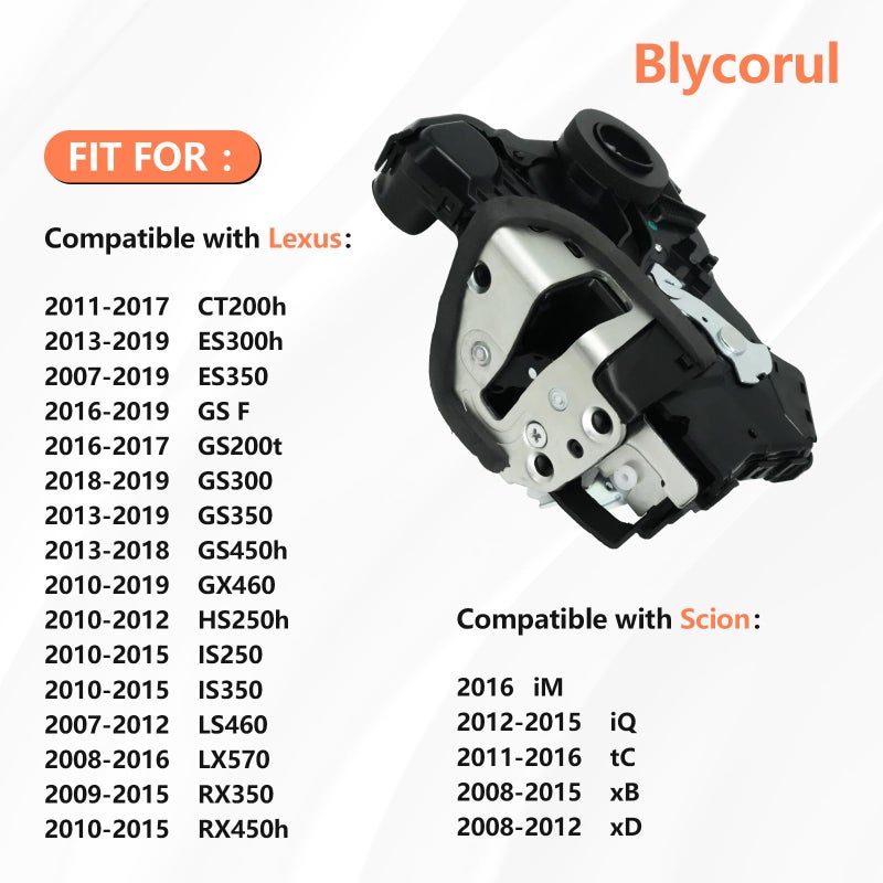 محرك تشغيل قفل الباب Blycorul متوافق مع Tundra، Camry، 4Runner، Rav4، Lexus RX350 RX450h، Scion tC xB xD | يستبدل #69040-0C050، 69040-06180، 931-401 | الجانب الأمامي الأيسر للسائق - Image 3